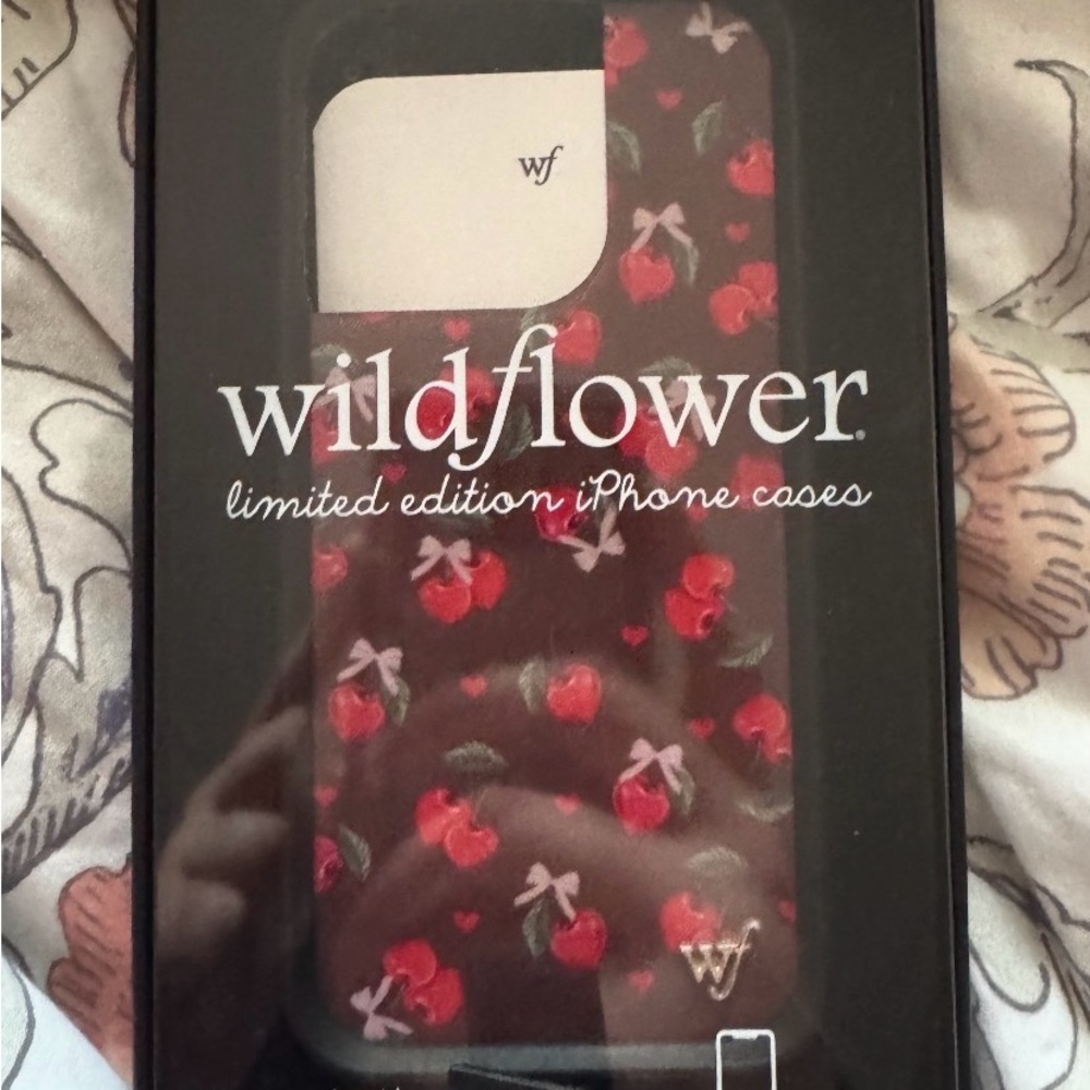Wildflowers Cherry Blossom iPhone Case - Red and black 15 pro iPhone case.
